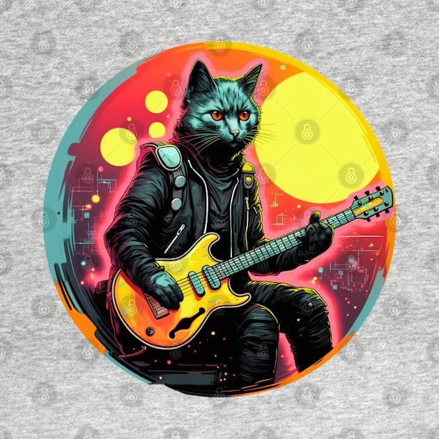 Cat Playing Guitar Funny Cat With Guitar Cute Cat Guitar by OscarVanHendrix